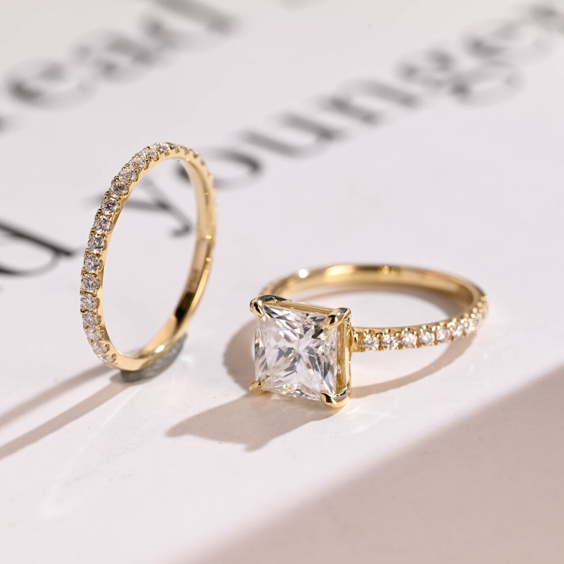 Pave diamond engagement ring