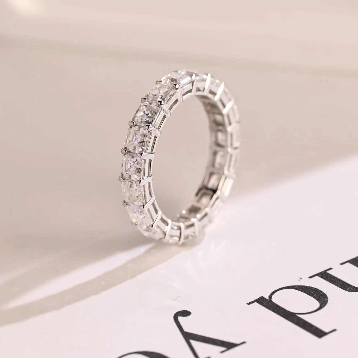 Asscher Cut Moissanite Ring