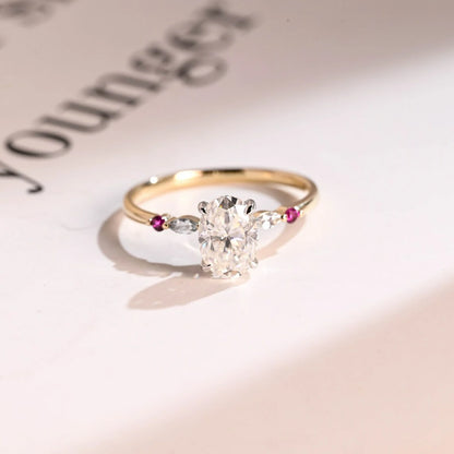 Oval Moissanite Ruby Ring