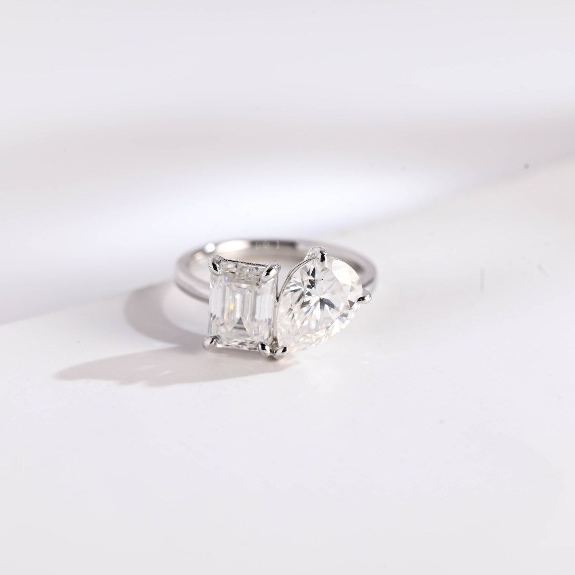 Two stone moissanite ring