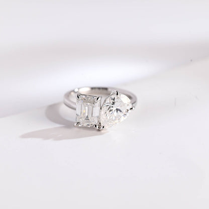 Two stone moissanite ring