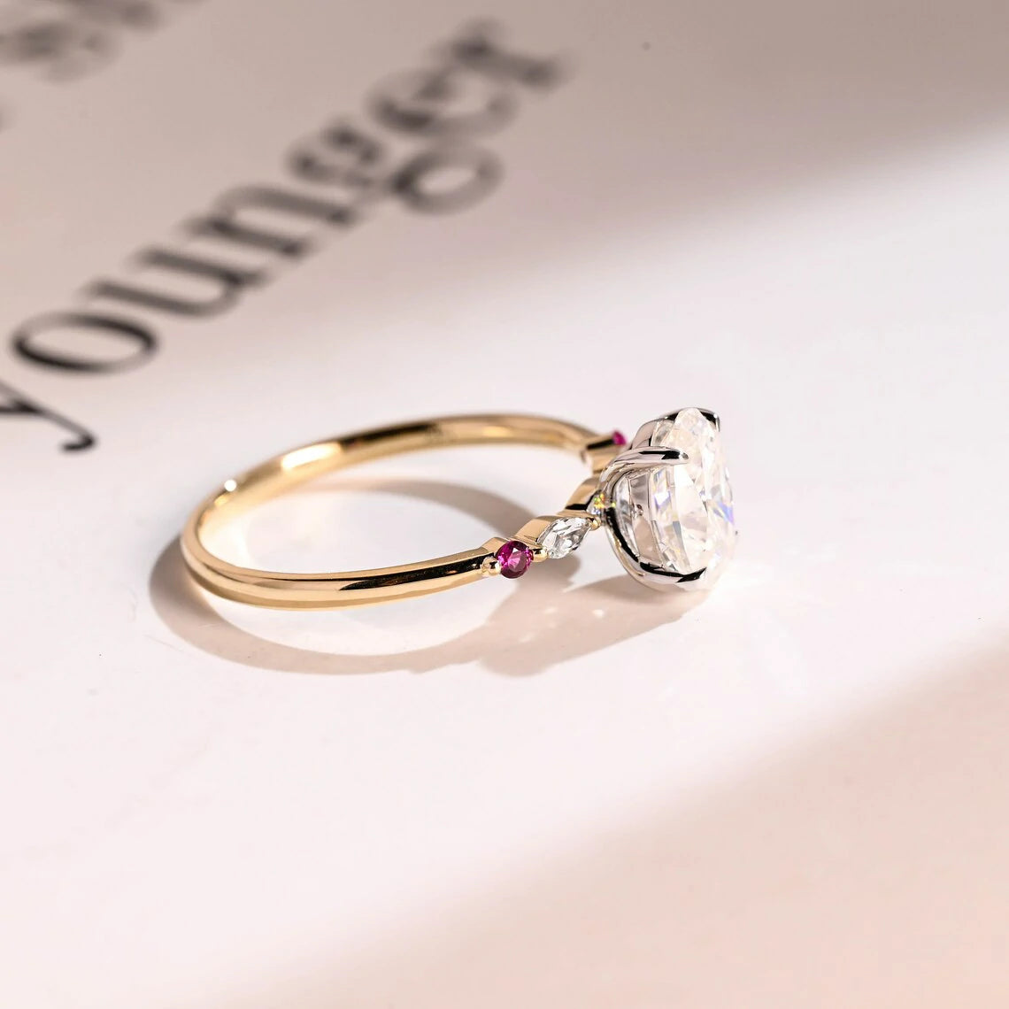 Pink Accent Engagement Ring