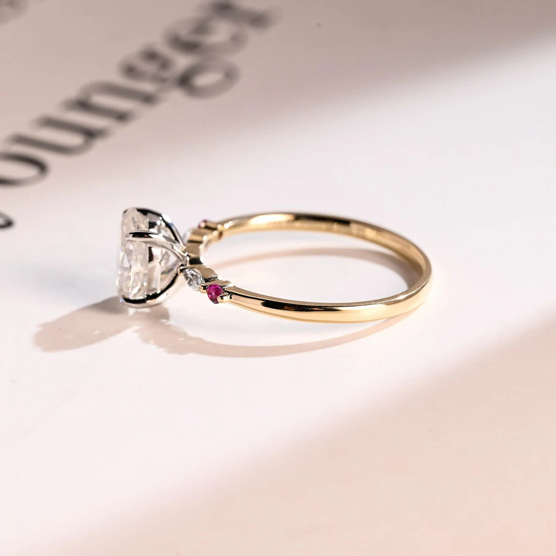 Yellow Gold Moissanite Ring