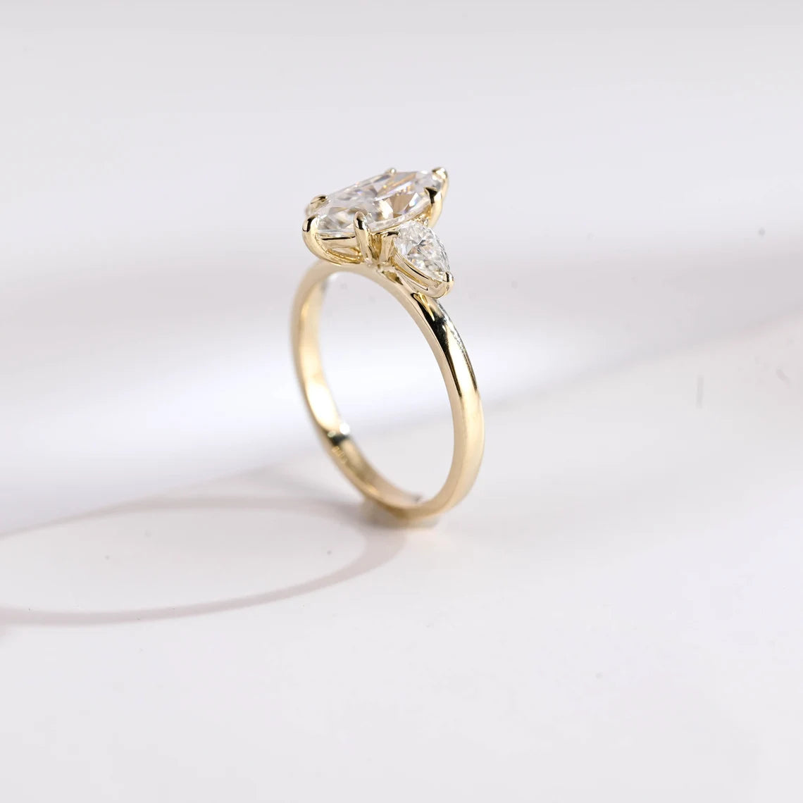 Yellow gold moissanite ring