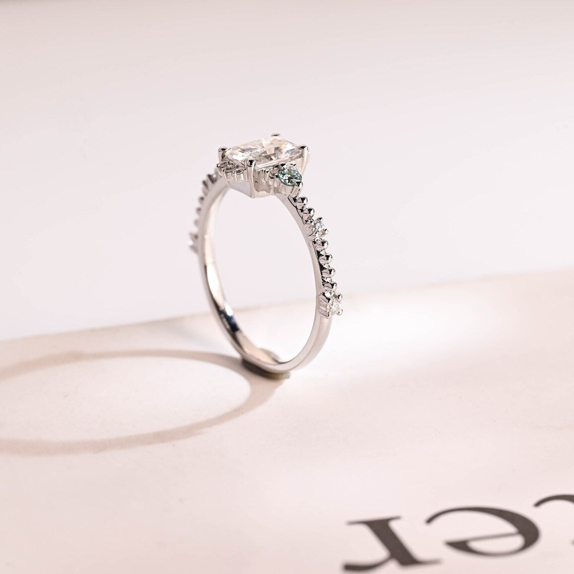 Straight shank diamond ring