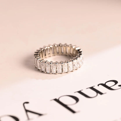 Emerald and radiant cut wedding ring