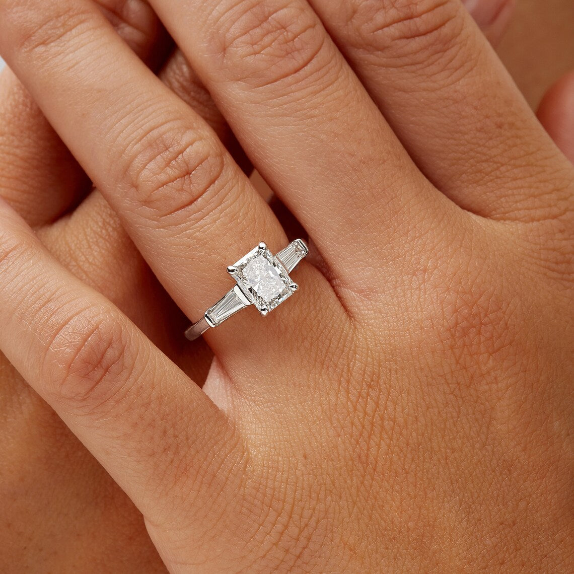 Three stone lab grown ring