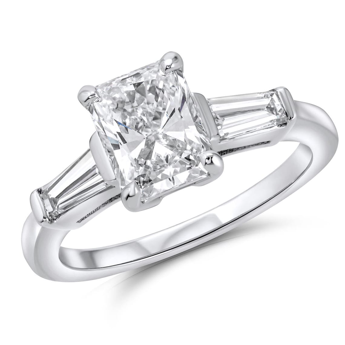 Tapered baguette side stone ring