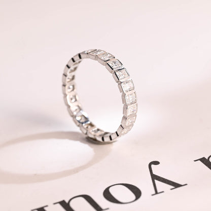 Radiant cut moissanite band