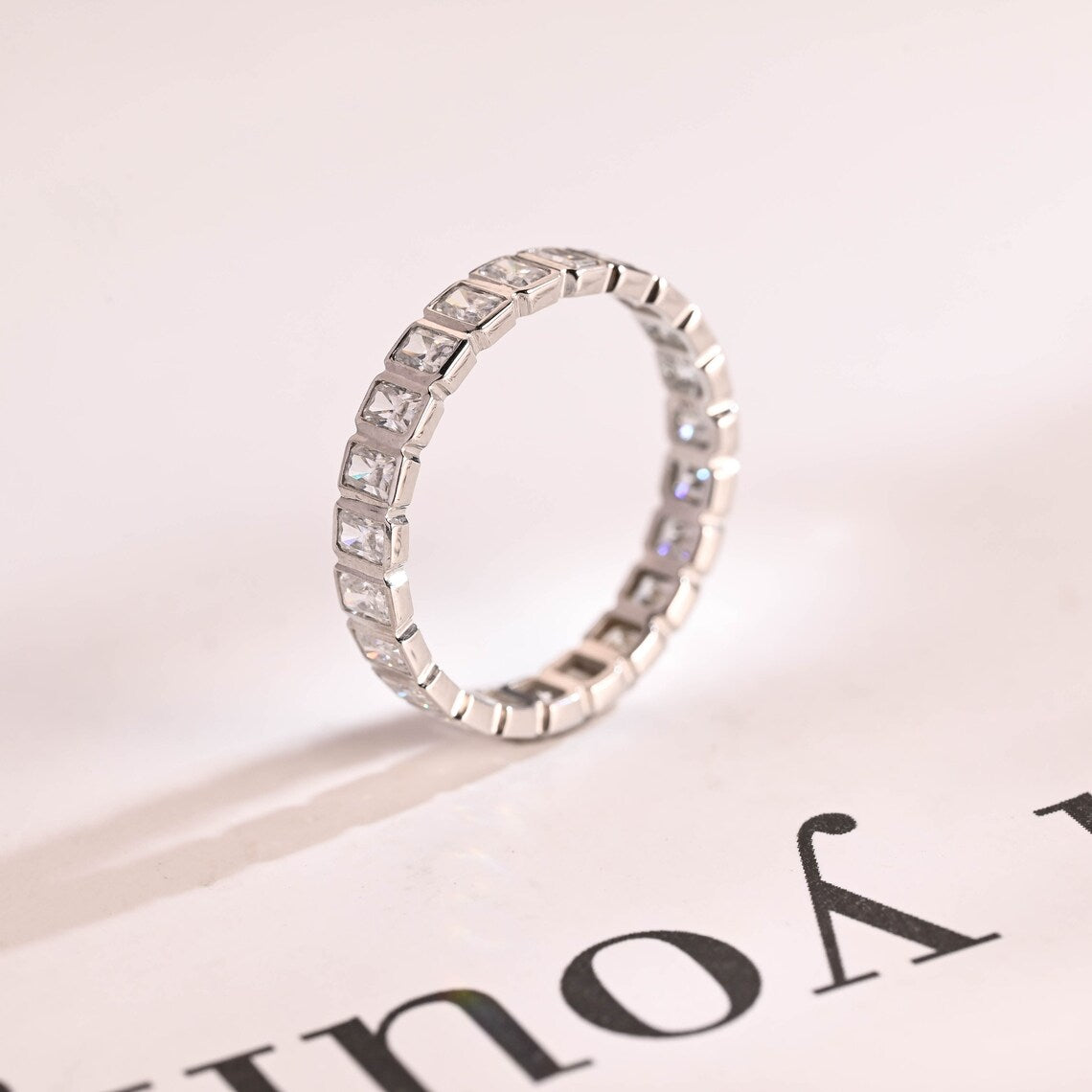 Bezel set diamond band