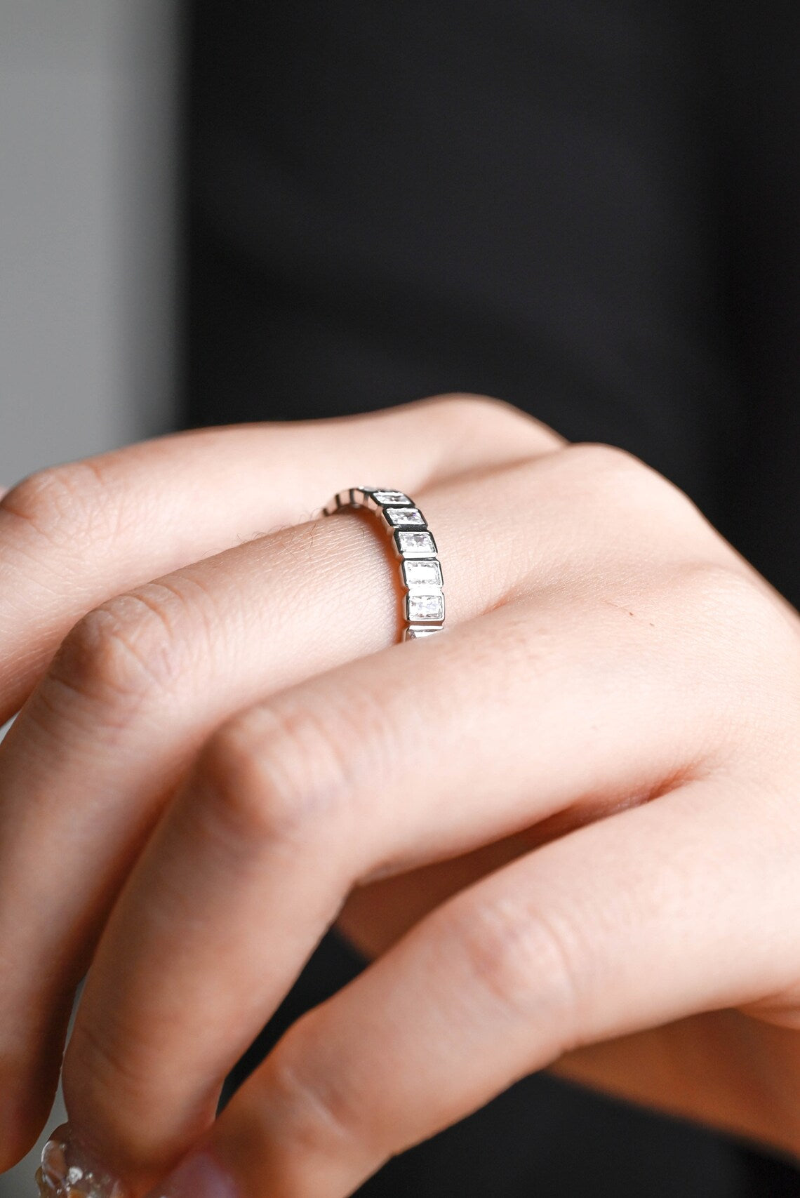 Radiant gemstone band