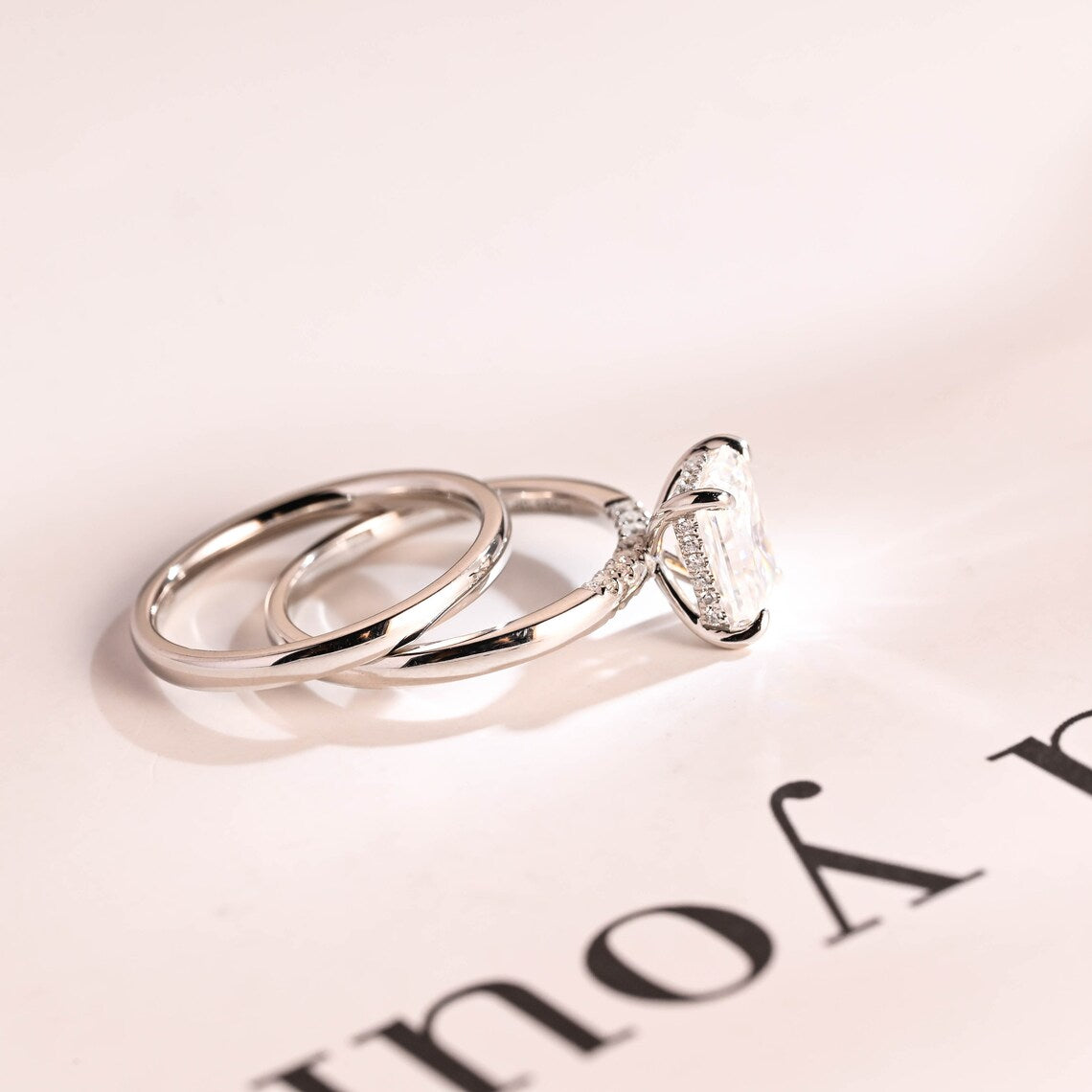 White gold moissanite ring