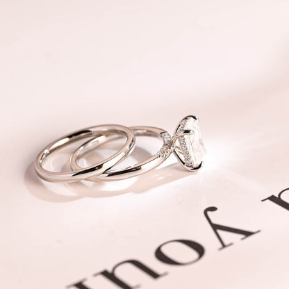 White gold moissanite ring