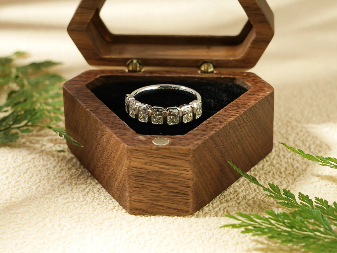 Radiant cut moissanite band