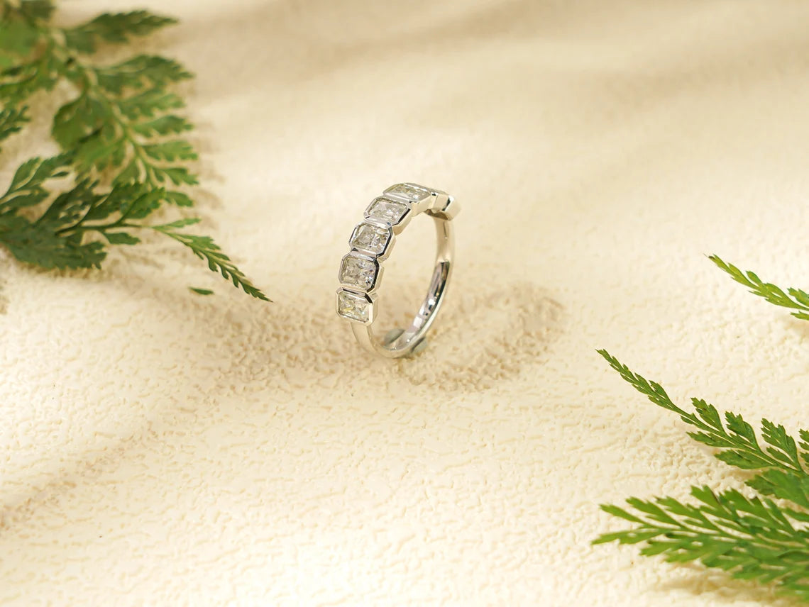 Moissanite wedding band