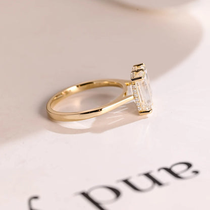 Yellow gold moissanite ring