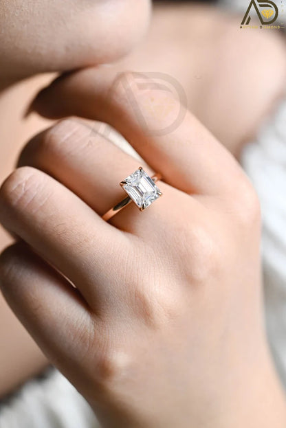  Beautiful Rose Gold Promise Jewelry | Classic Sharp Claw Diamond Band | Elegant Emerald Cut Proposal Ring 