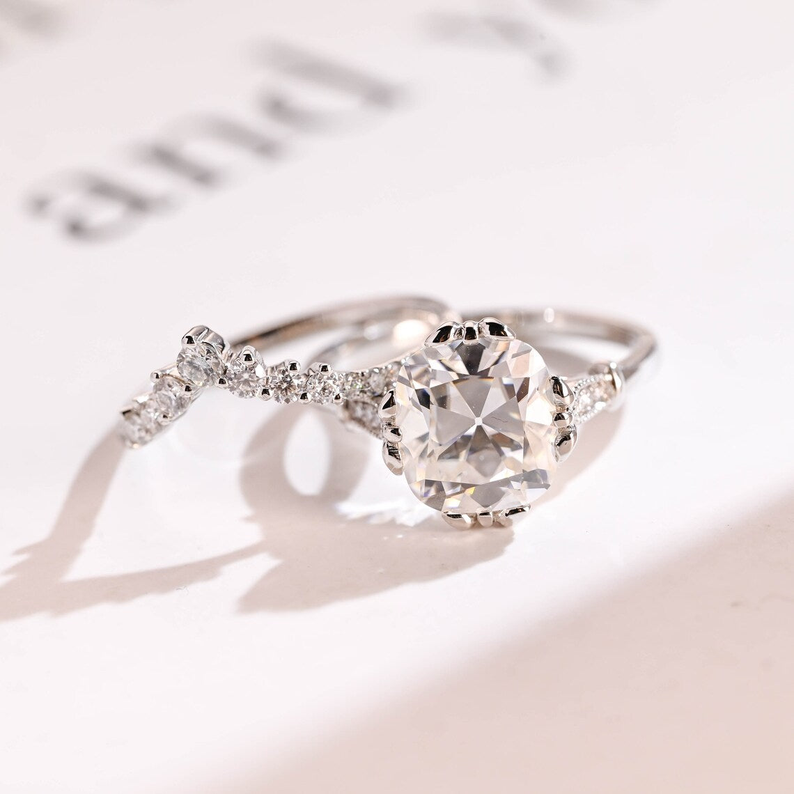 Cushion cut moissanite ring