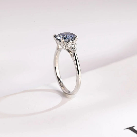 Light Blue Moissanite | Solid Gold Band | Promise Ring Gift

