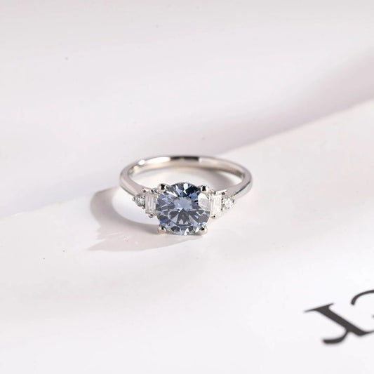 Light Blue Moissanite | Solid Gold Band | Promise Ring Gift

