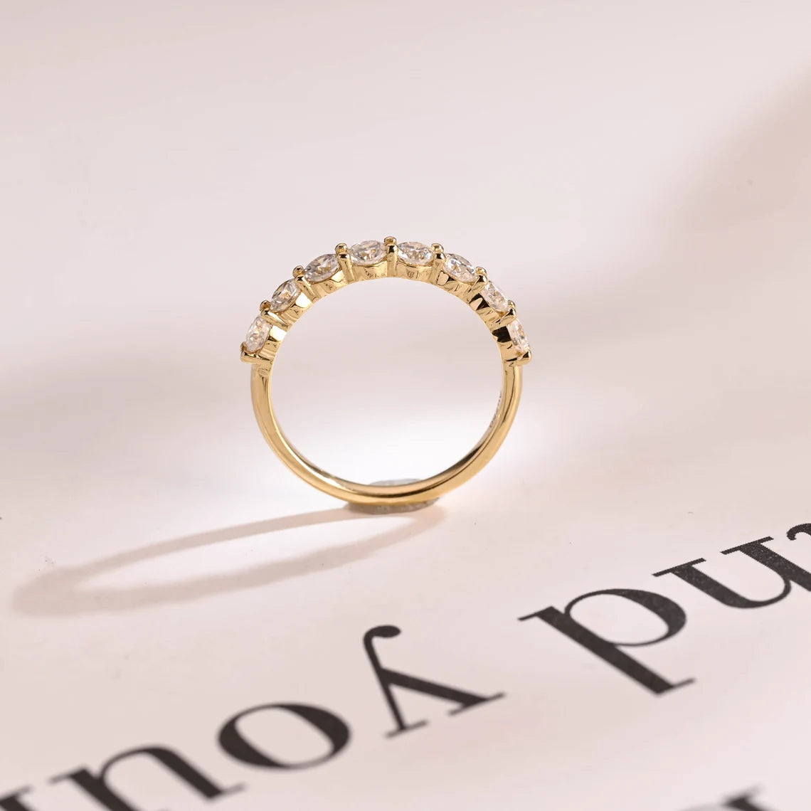 Moissanite half eternity band