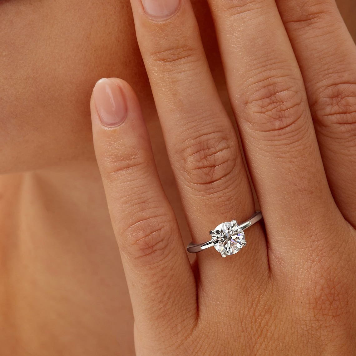 Round cut lab grown diamond ring
