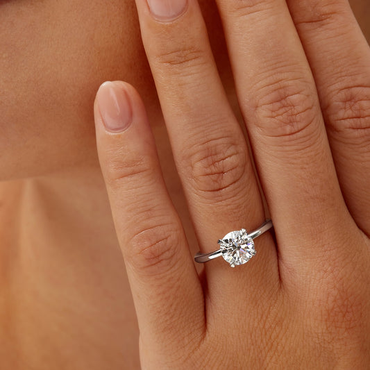 Round cut lab grown diamond ring