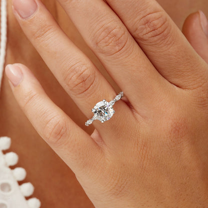 Marquise side stone pave ring
