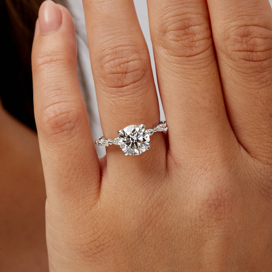 Round cut lab grown diamond ring