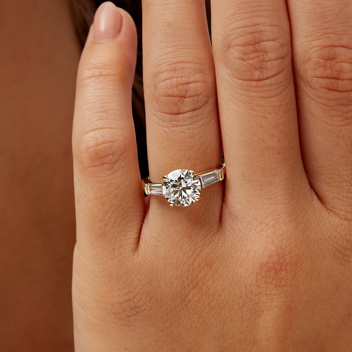 Round cut lab grown diamond ring