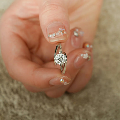 Gift for Her Gold Ring | Solid Moissanite Sparkle | Promise Band

