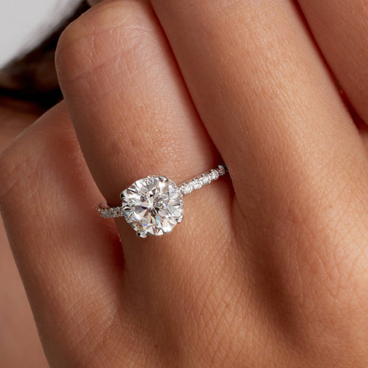 Round cut lab grown engagement ring