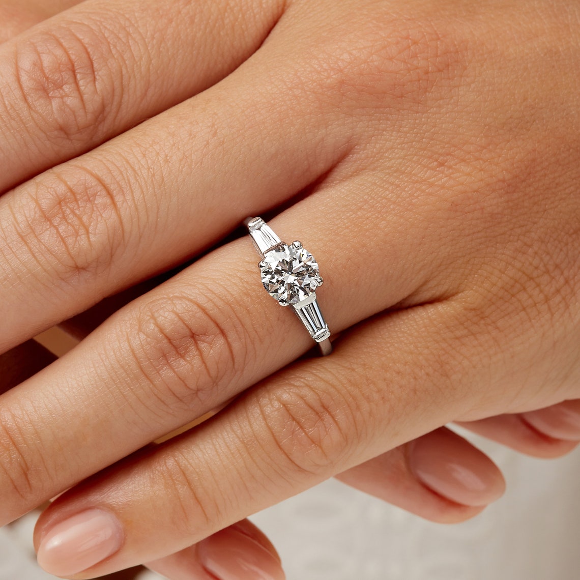 Round cut lab grown diamond ring