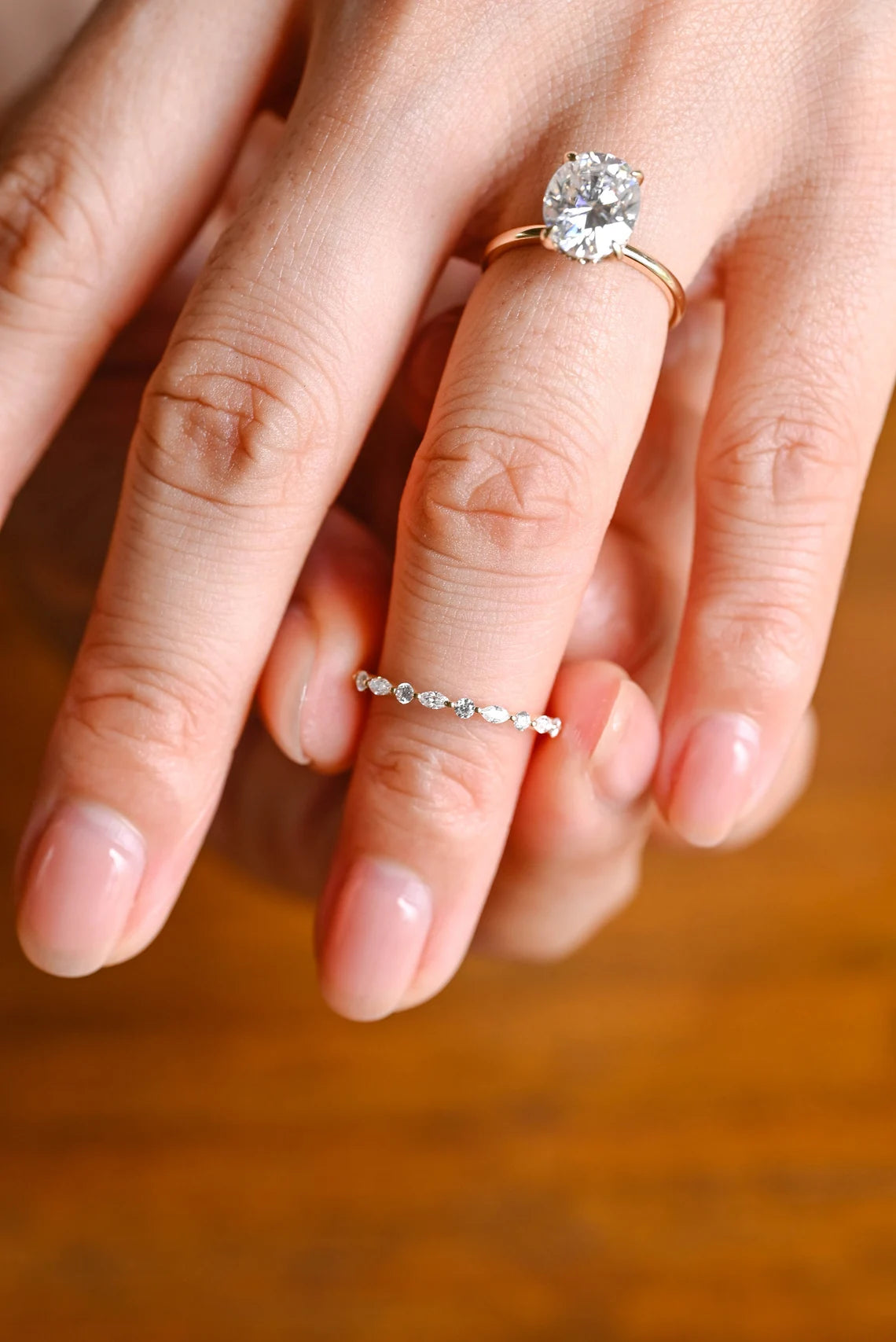 Round& marquise moissanite ring