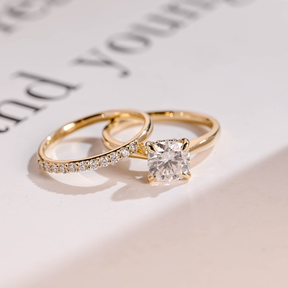 Cushion cut moissanite ring