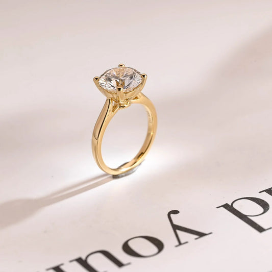 Simple Yet Stunning | Round Moissanite Ring | Solid Gold Sparkle


