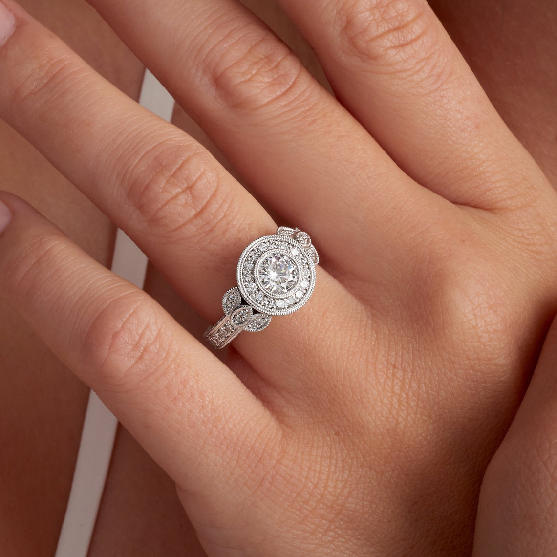 Round cut lab grown diamond ring