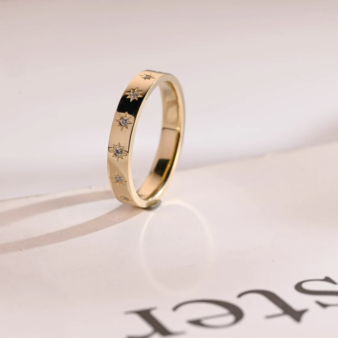 Flush setting moissanite band