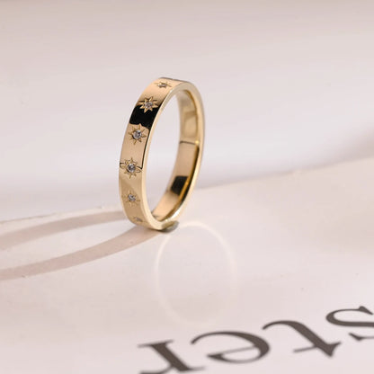 Flush setting moissanite band