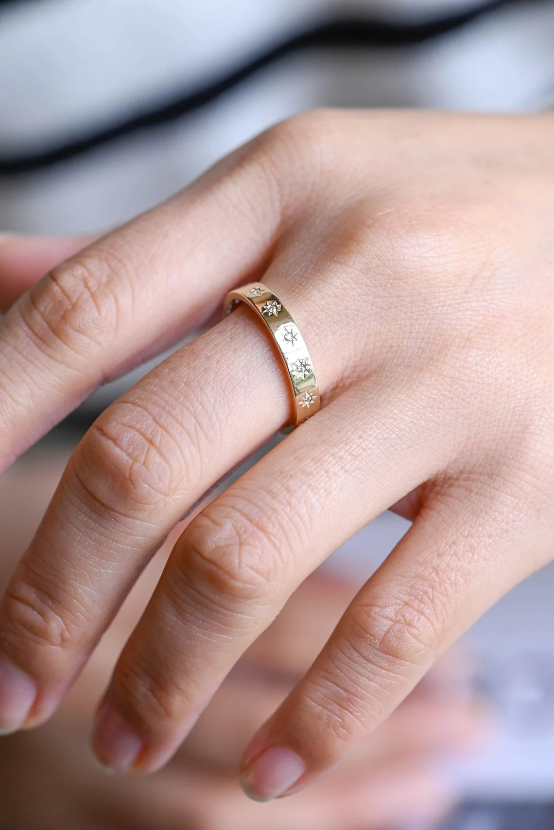 Moissanite anniversary band