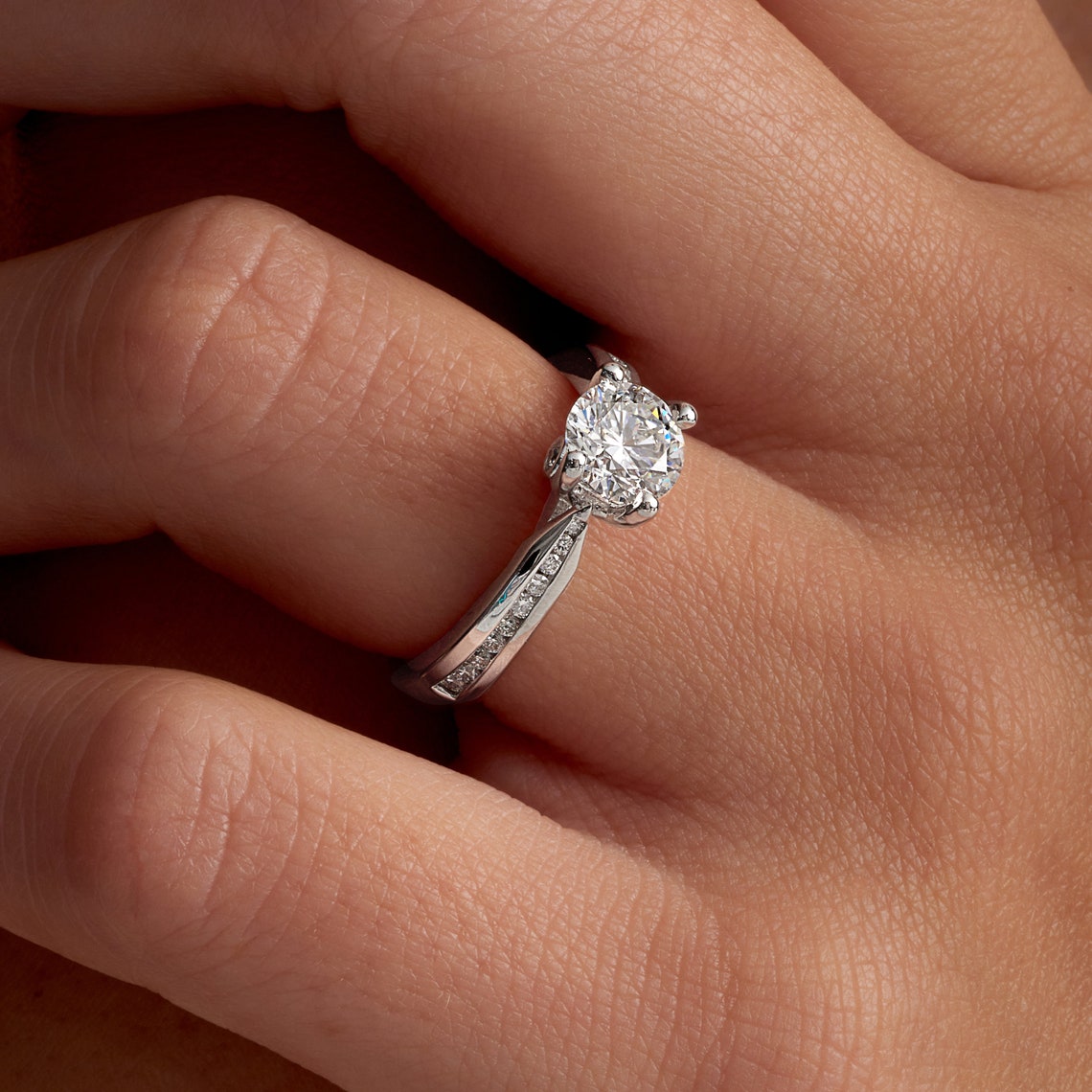 Channel set diamond ring