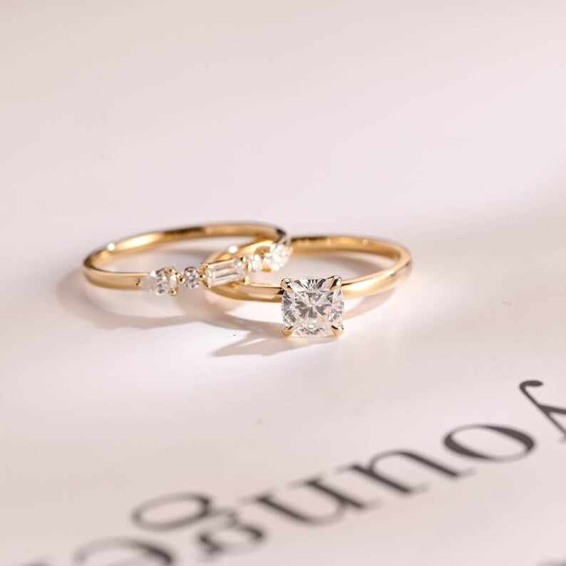 Cushion cut moissanite ring