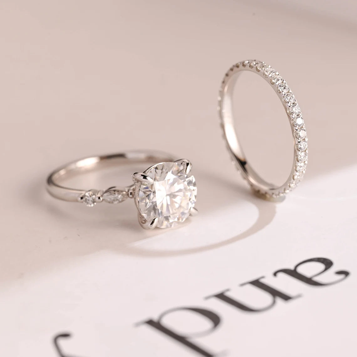 Side diamond accent pave ring