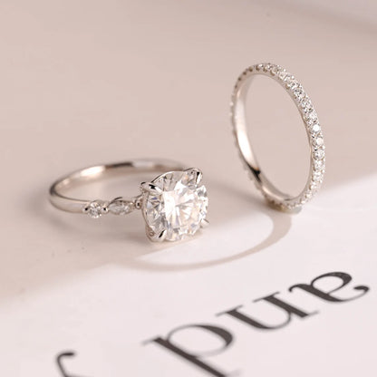 Side diamond accent pave ring