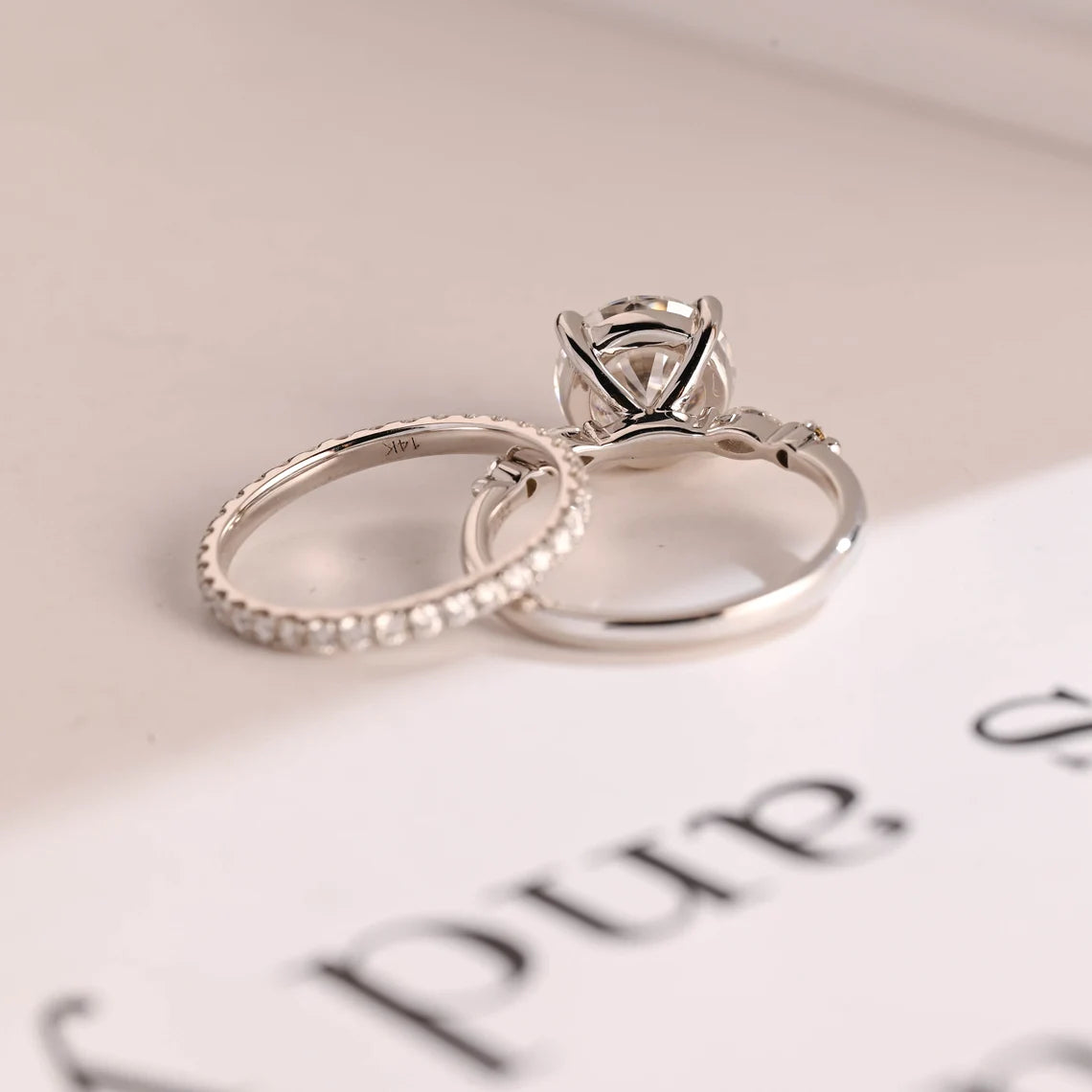 White gold moissanite ring