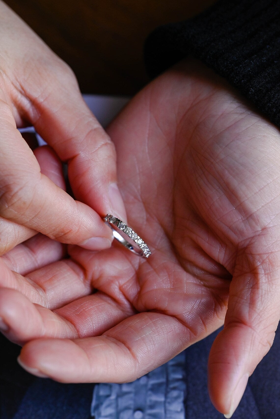Moissanite wedding band