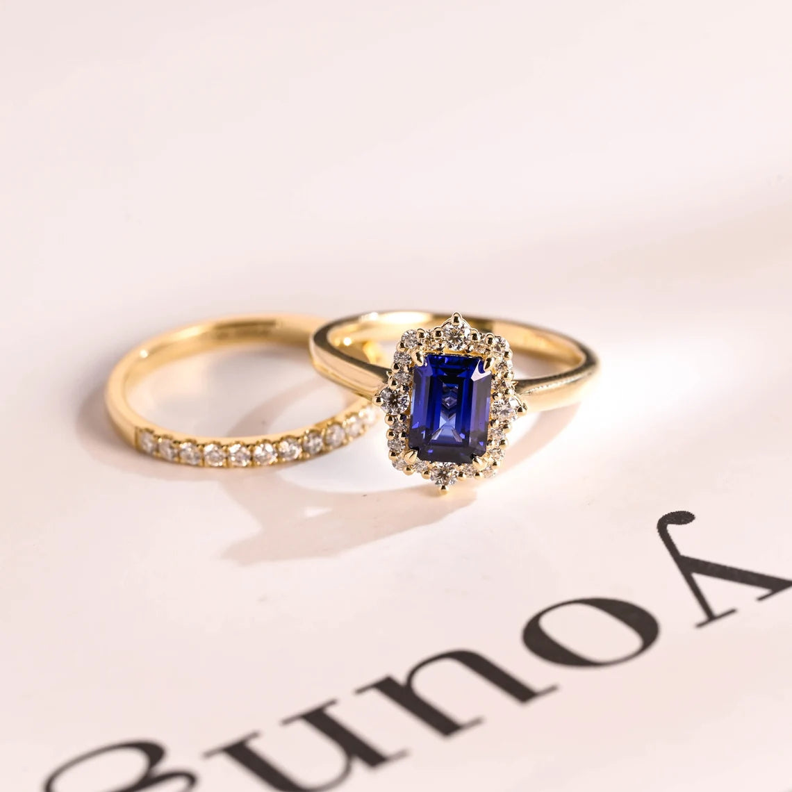 Blue gemstone engagement ring