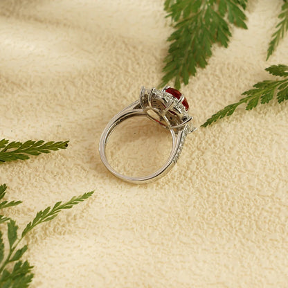 oval ruby halo ring