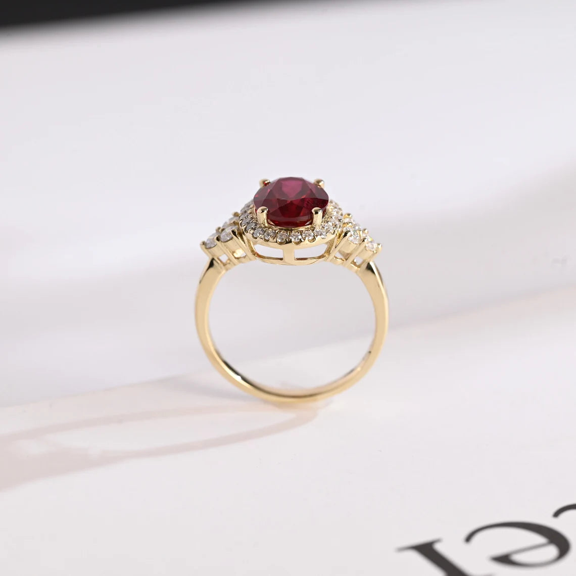 Halo Ruby Engagement Ring