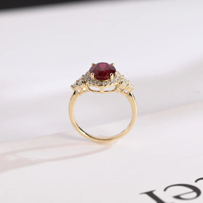 Halo Ruby Engagement Ring